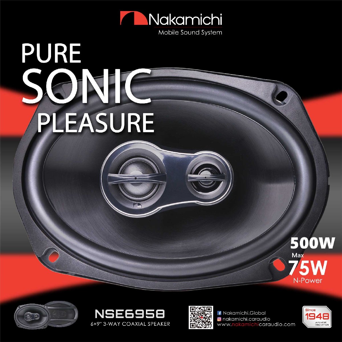 �������ꭡ��NSE6958 15.2��22.9cm (6��9�����) 3-Way Max.260W NSE���꡼�� �ʥ��ߥ� Nakamichi