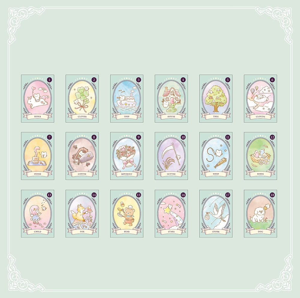 Shirofuwa-kun Lenormand Cards / しろふわくんルノルマン　日本語解説紙付き