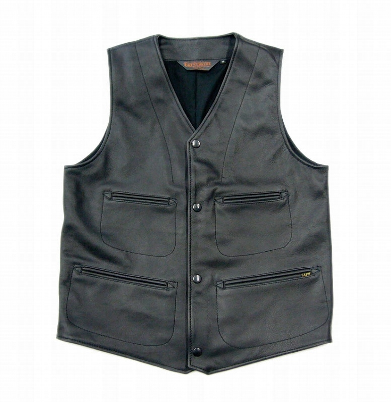 *G&F WORKERS*<BR>VET-03<BR>-LEATHER VEST-<BR>(COWHIDE)<BR>