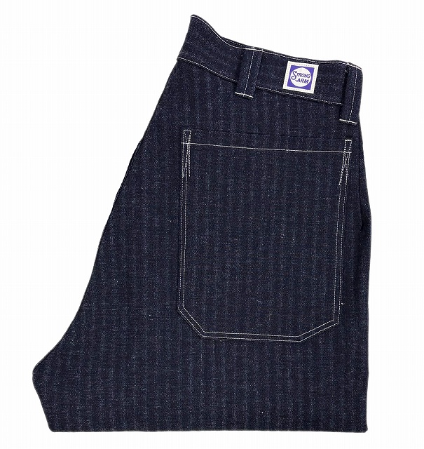 *JOHN GLUCKOW*(by WAREHOUSE)JG-01S-1910s NETMAKER'S TROUSERS-(STRIPE DENIM)