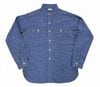 *WAREHOUSE*3064VENTILATION TRIPLE STITCH-CHAMBRAY SHIRTS-(SAX)