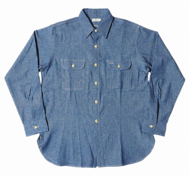 *WAREHOUSE*3048BIG YANK TYPE-CHAMBRAY SHIRTS-(SAX)