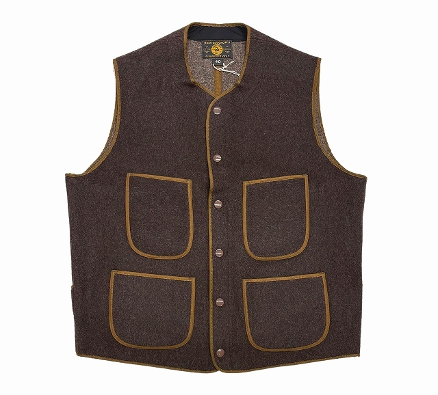 *JOHN GLUCKOW*JG-40"JG BEACHY VEST"(DARK BROWN)