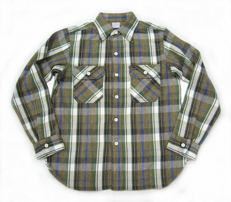 *WAREHOUSE*3057B-HEAVY FLANNEL-(BLUE)