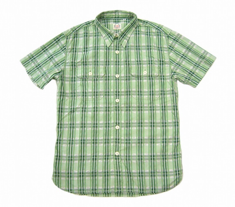 *THE FLAT HEAD*CO-16HWKUSURI CHECK-WORK SHIRTS-(GRN)