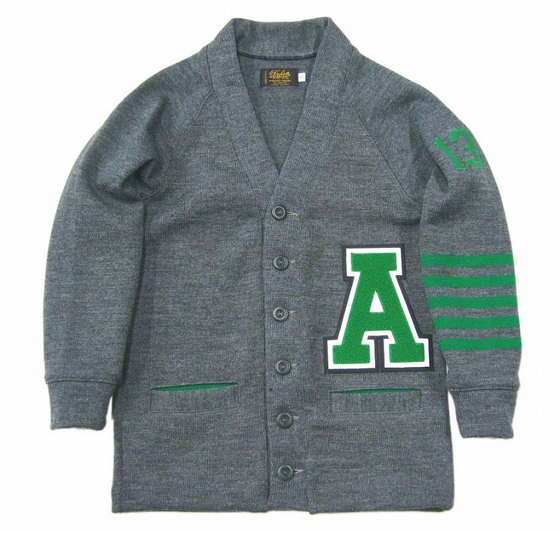 *DEHEN*-CLASSIC LETTERMAN SWEATER ”A”-(HEATHER×KELLY)