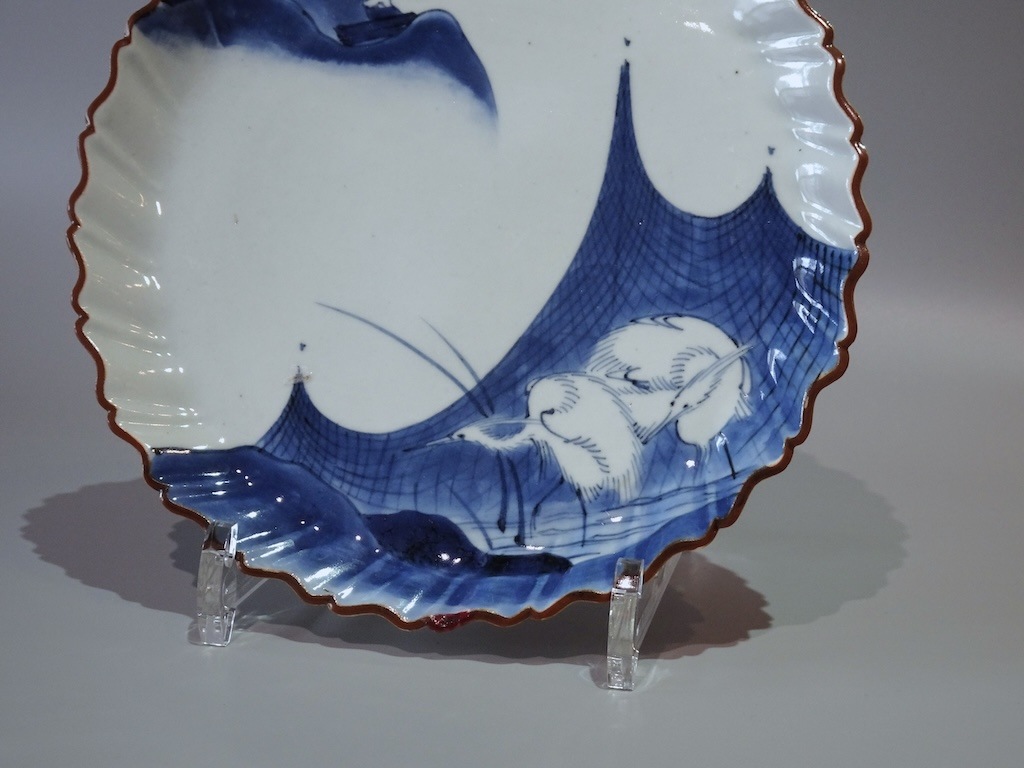 骨董品　藍九谷角皿鷺文 骨董品 藍九谷角皿鷺文 藍九谷鶉文皿 | KATAKAGO_TOKYO