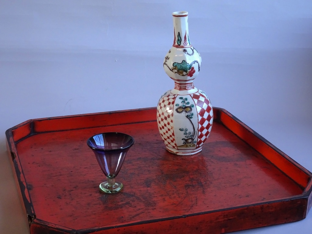 江戸ガラス紫色脚付盃 | 酒器 | 冨江洗心堂オンラインショップ