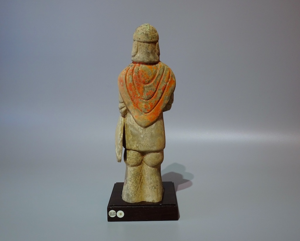 専用中国漢時代　灰陶蓋付　加彩方壷　高さ39.7㎝　タエサカ　東な7-0301② 専用中国漢時代 灰陶蓋付 加彩方壷 高さ39.7㎝