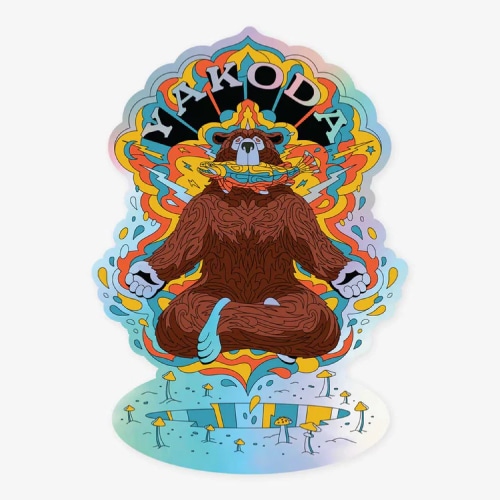 Trippy Grizzly Holographic Sticker