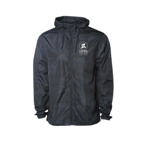 Black Camo Water Resistant Windbreaker 