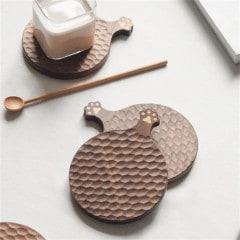 コースター　ねこ肉球ハンドル付き|キッチン・食器|Handmade 木製品
