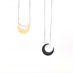 木のネックレス　ムーンスターシリーズ　ムンとスター　W付け方|木のネックレス|Handmade木のアクセサリー