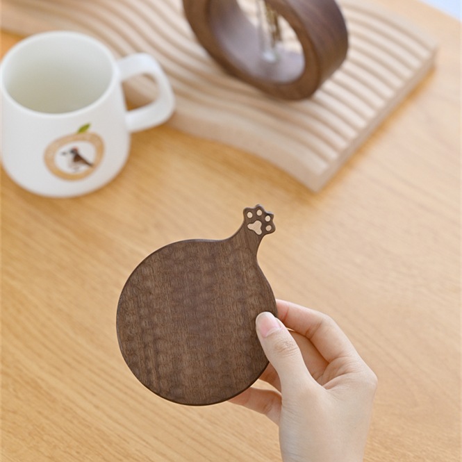 コースター　ねこ肉球ハンドル付き
