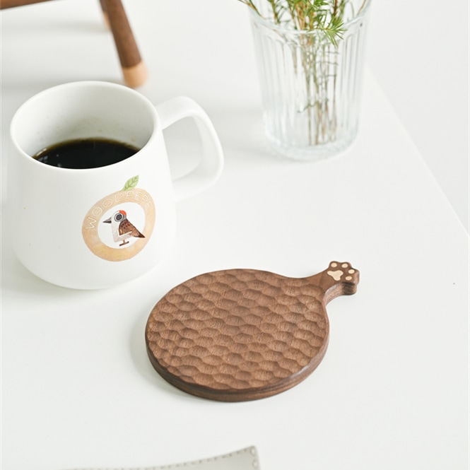 コースター　ねこ肉球ハンドル付き