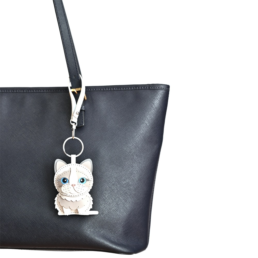 レザー製キーホルダーチャーム NECOシリーズ・サバトラ