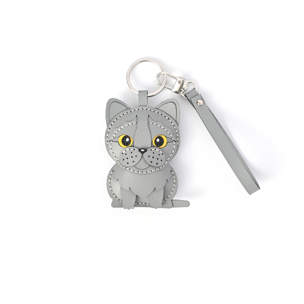 レザー製キーホルダーチャーム　NECOシリーズ・ブルーキャット