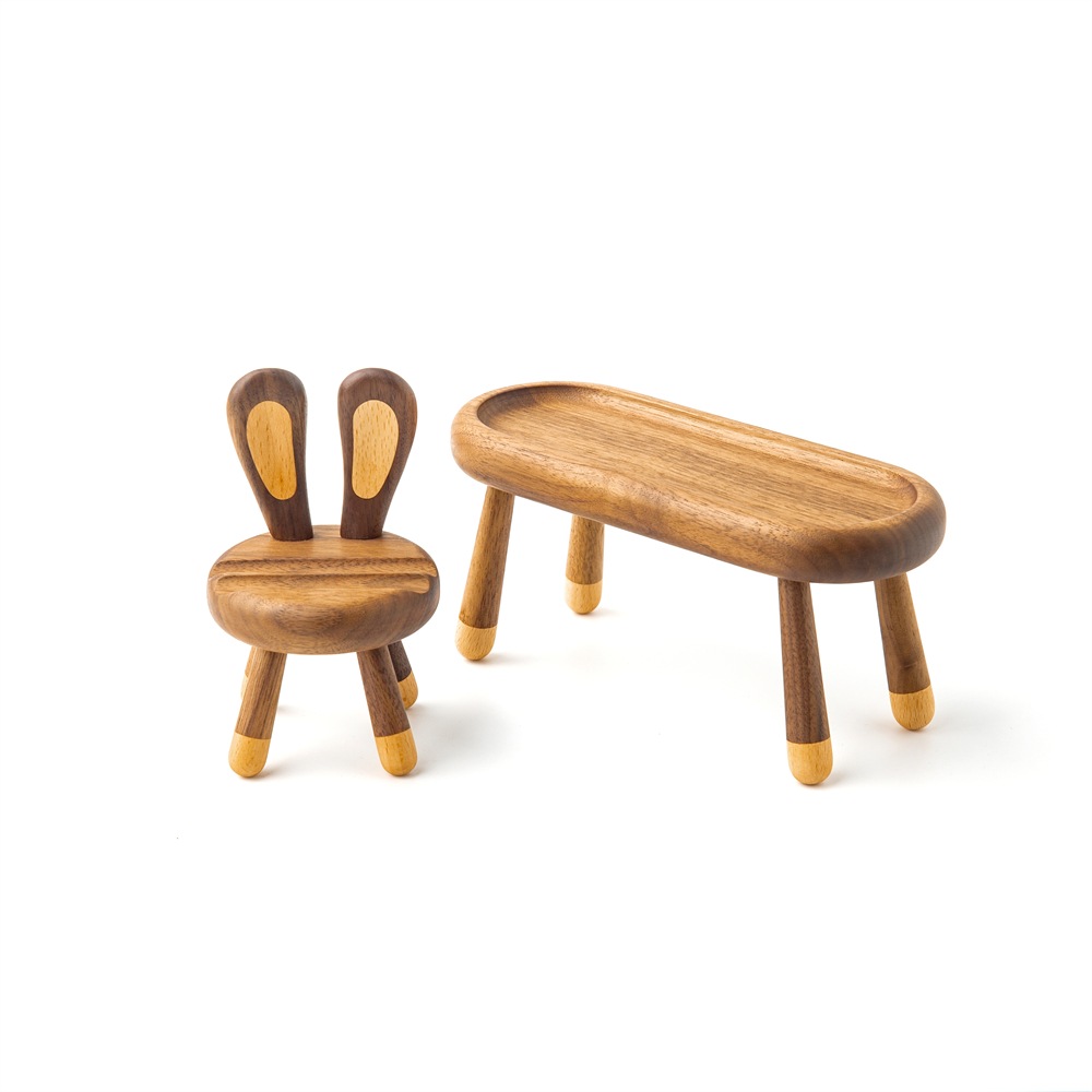 ウサギ椅子のスマホスタンド＆机の小物置き　オフィスセット