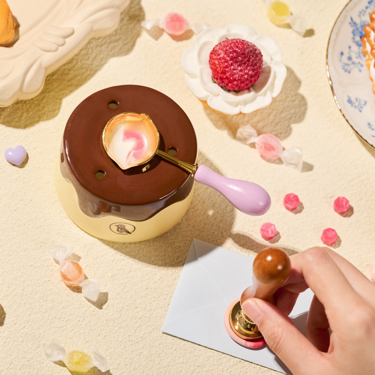 Wax Spoon Standシーリングスタンプメルトポット(陶器製加熱炉)プリン