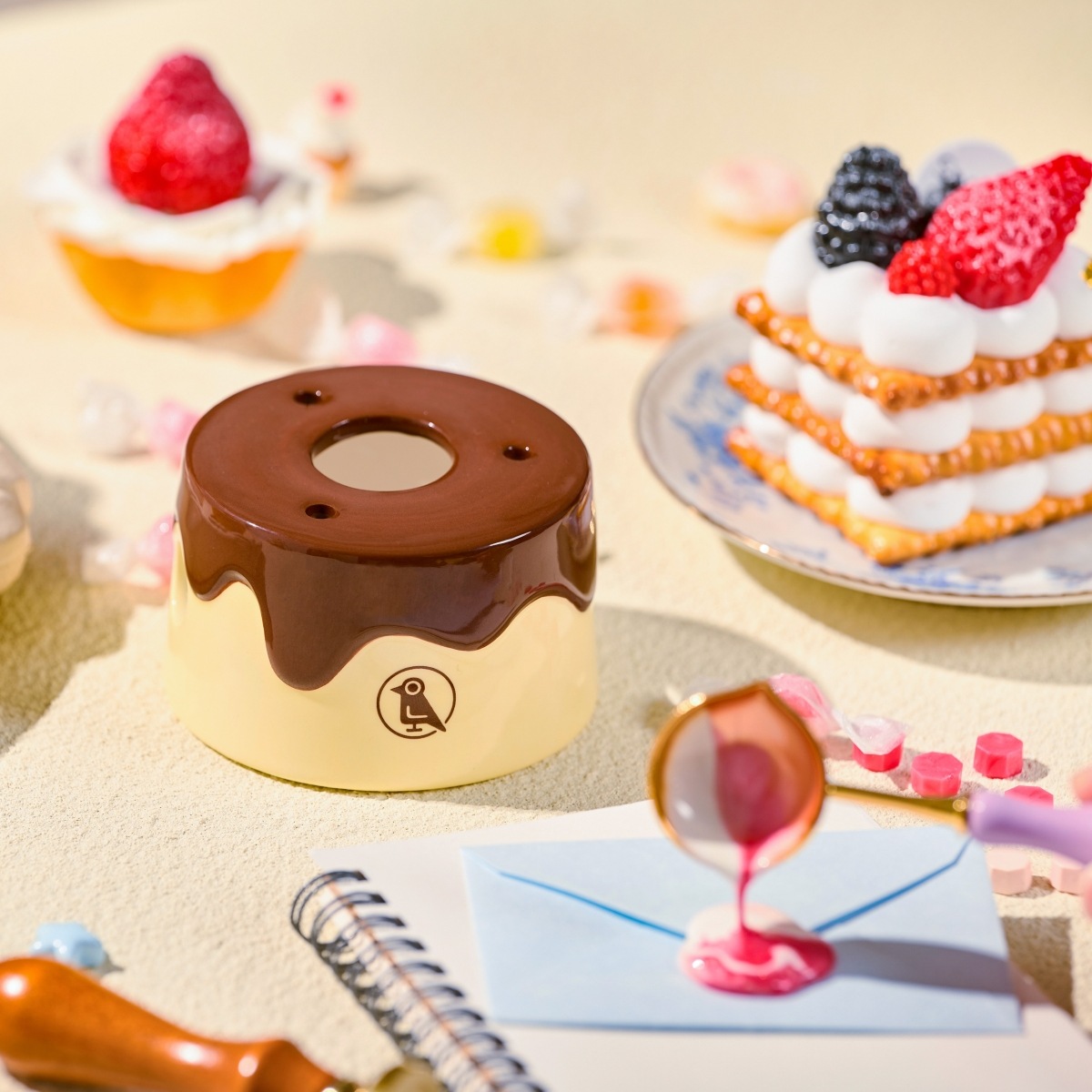 Wax Spoon Standシーリングスタンプメルトポット(陶器製加熱炉)プリン