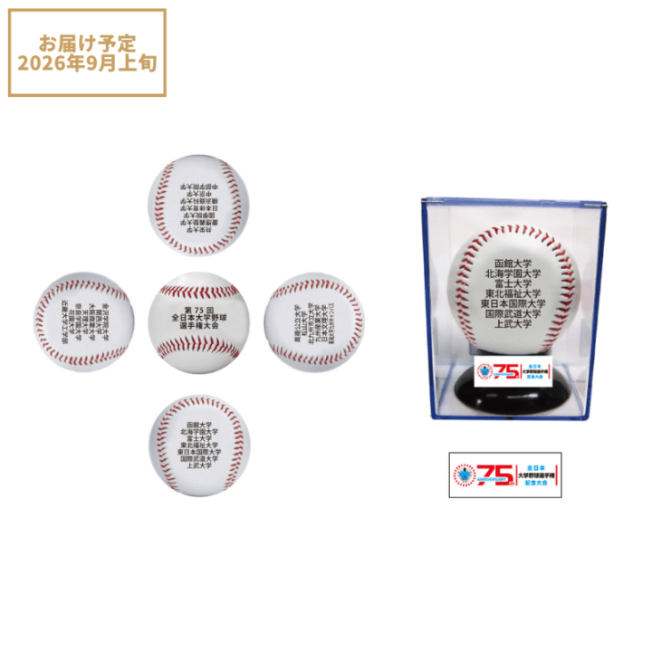 第75回全日本大学野球選手権記念大会 出場校名入りボールセット