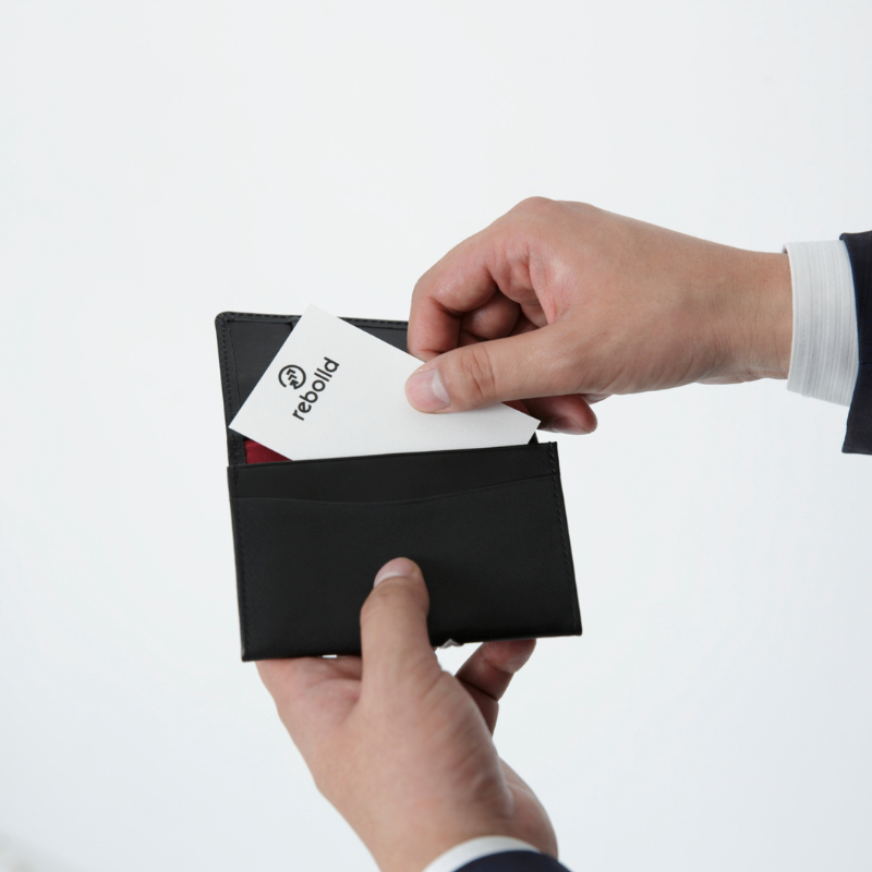 rebolld 野球ボール革名刺入れ　ホワイト・ブラック