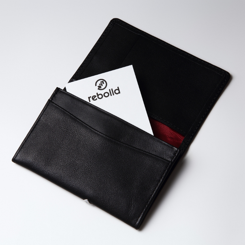 rebolld 野球ボール革名刺入れ　ホワイト・ブラック