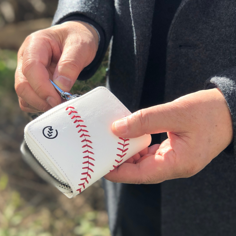 [rebolld] 野球ボール革財布 カードウォレット ホワイト ハンドステッチ 野球ボール革財布 カードウォレット コンパクト財布 スマート