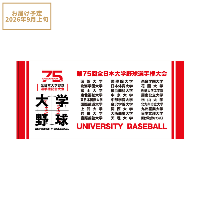 野球　バスタオル8つまとめ売り 第75回全日本大学野球選手権記念大会 出場校名入りバスタオル