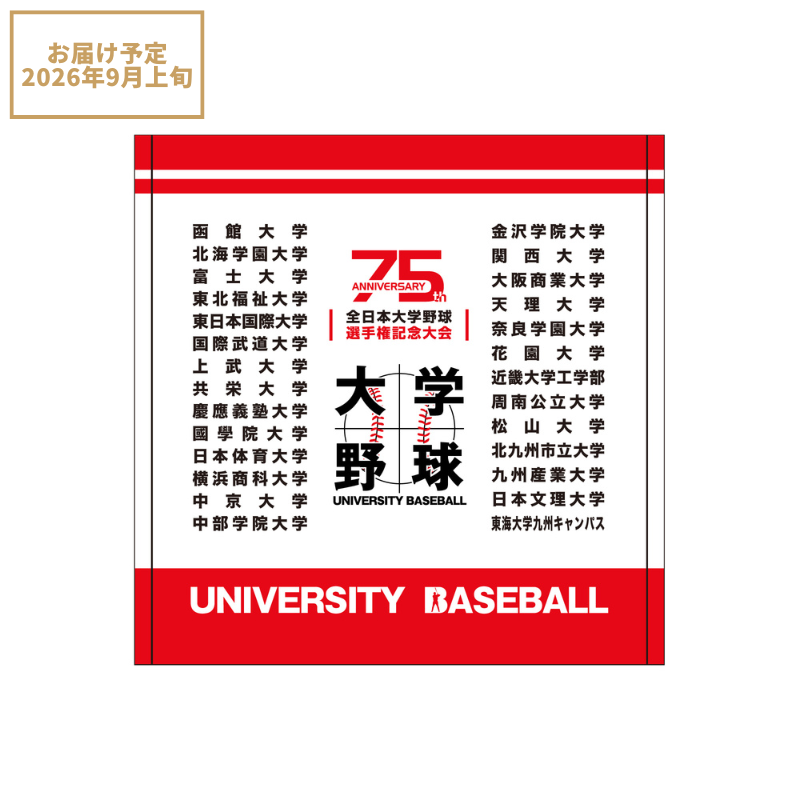 第75回全日本大学野球選手権記念大会 出場校名入りハンドタオル