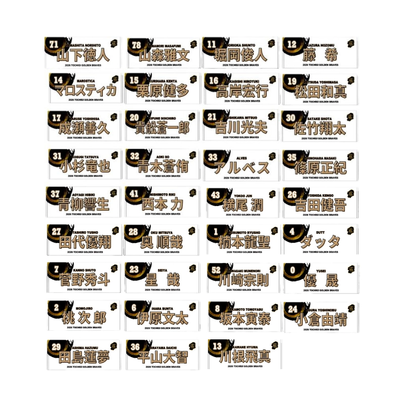栃木ゴールデンブレーブス 2026選手名フェイスタオル【受注生産】