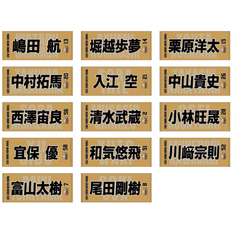 栃木ゴールデンブレーブス 2023選手名フェイスタオル【受注生産】