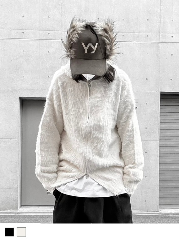shaggy knit hoodie