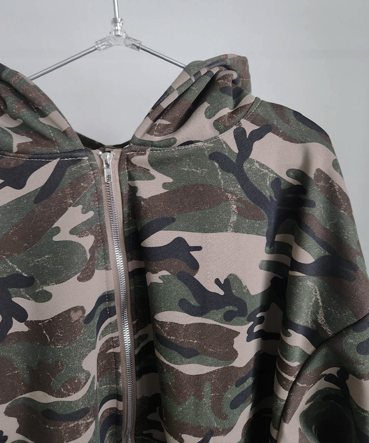 Camouflage Pattern Zip Hoodie