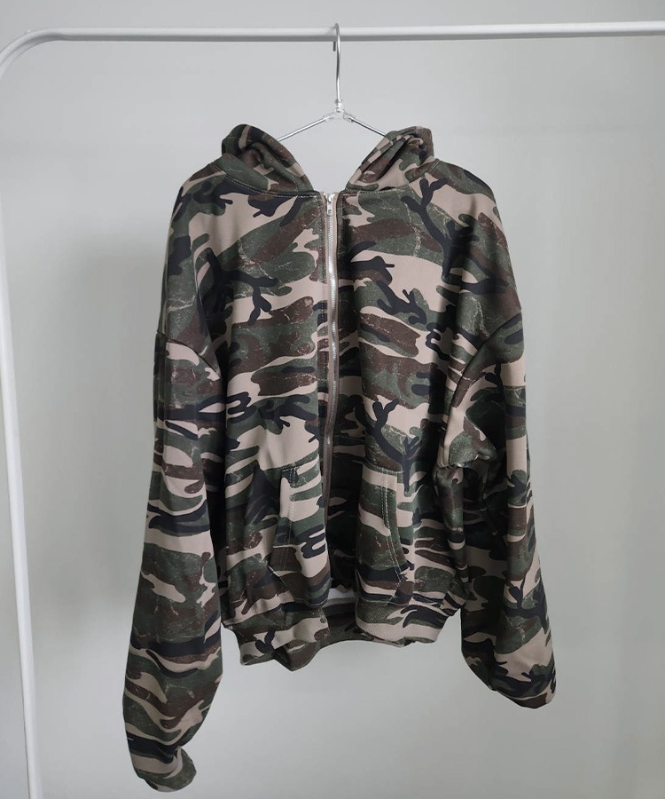 Camouflage Pattern Zip Hoodie
