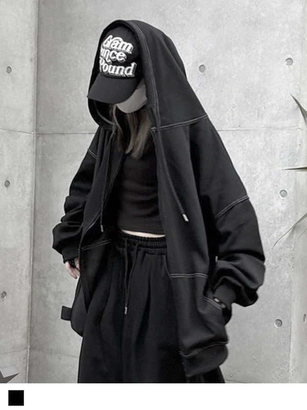 Out Stitch Over Zip Parka