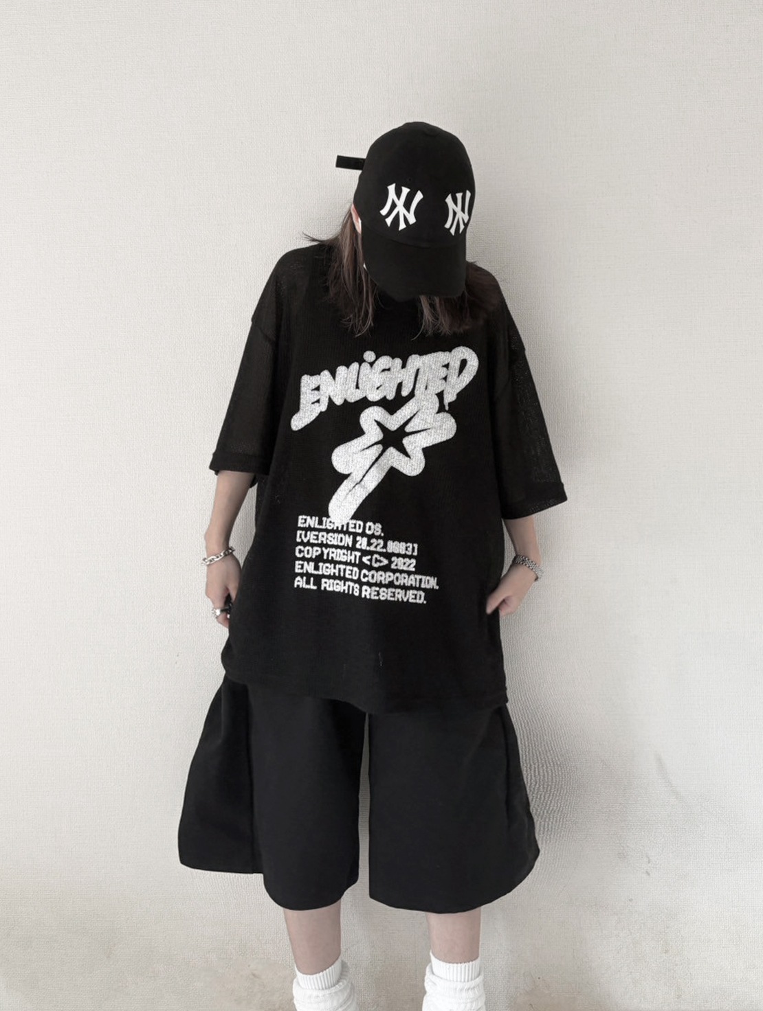 Star Print Mesh Tee