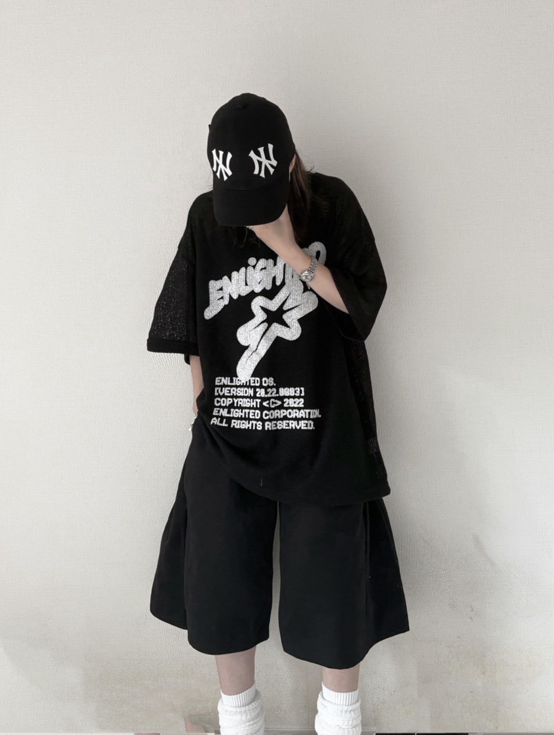 Star Print Mesh Tee