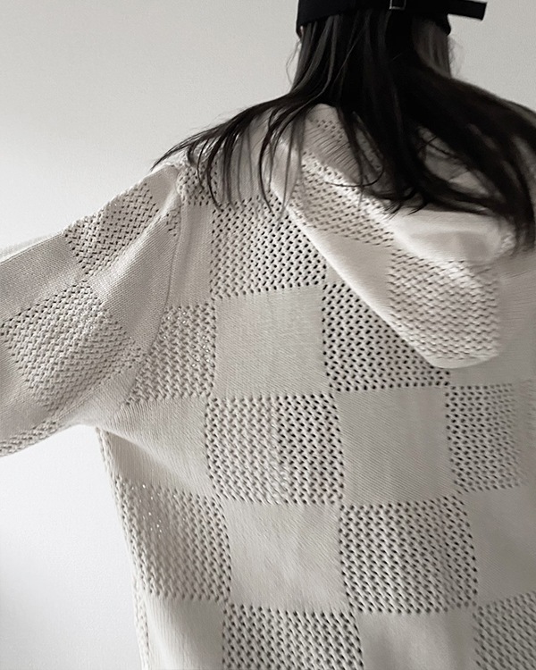 Mesh Checker Zip Hoodie