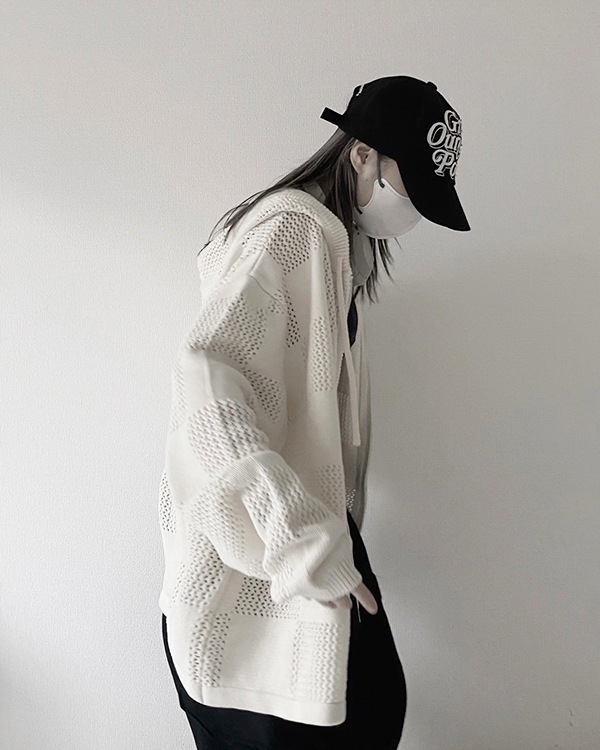 Mesh Checker Zip Hoodie