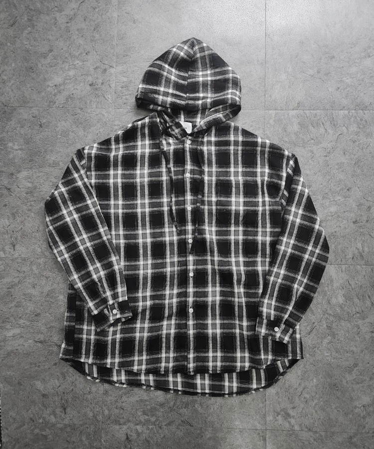 Loose Check Hoodie Shirt