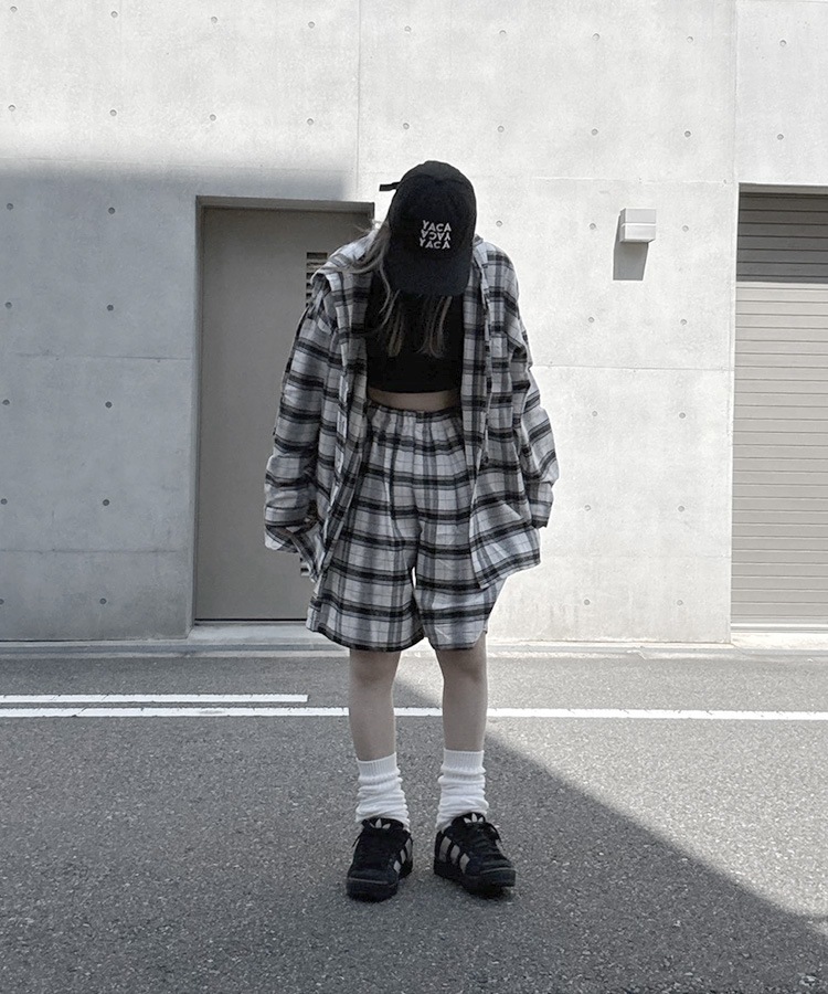 Loose Check Hoodie Shirt