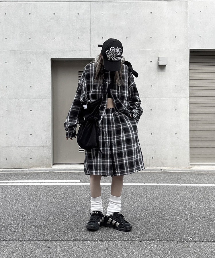 Loose Check Hoodie Shirt