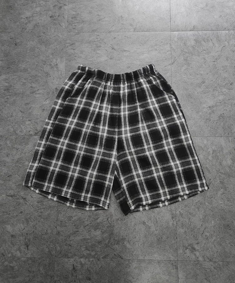 Loose Check Half Pants