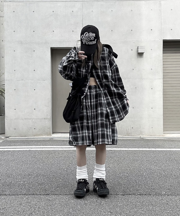 Loose Check Half Pants
