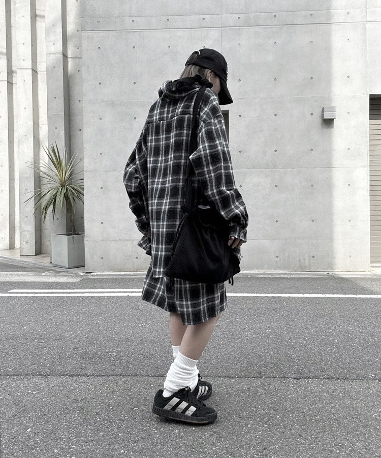 Loose Check Half Pants