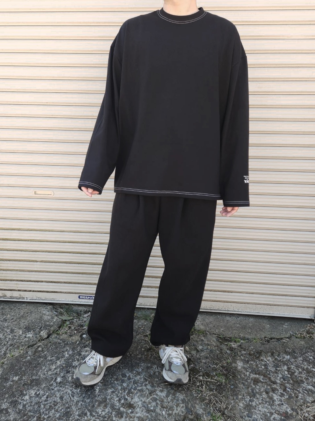 logo print stitch L/S t-shirt