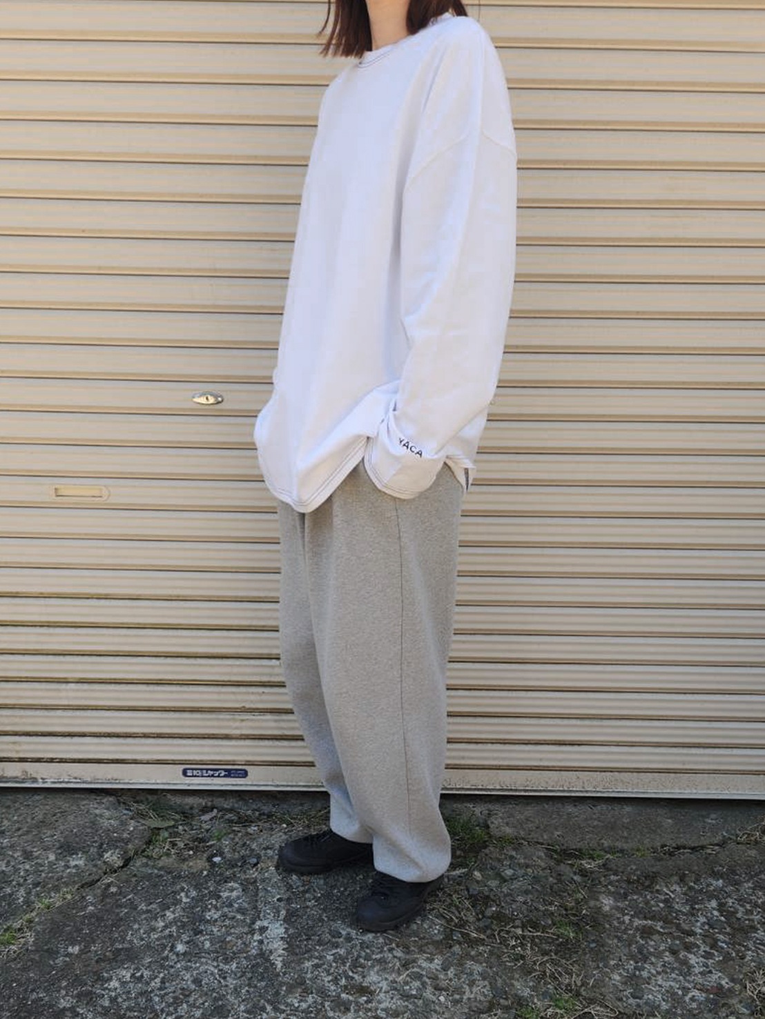 logo print stitch L/S t-shirt