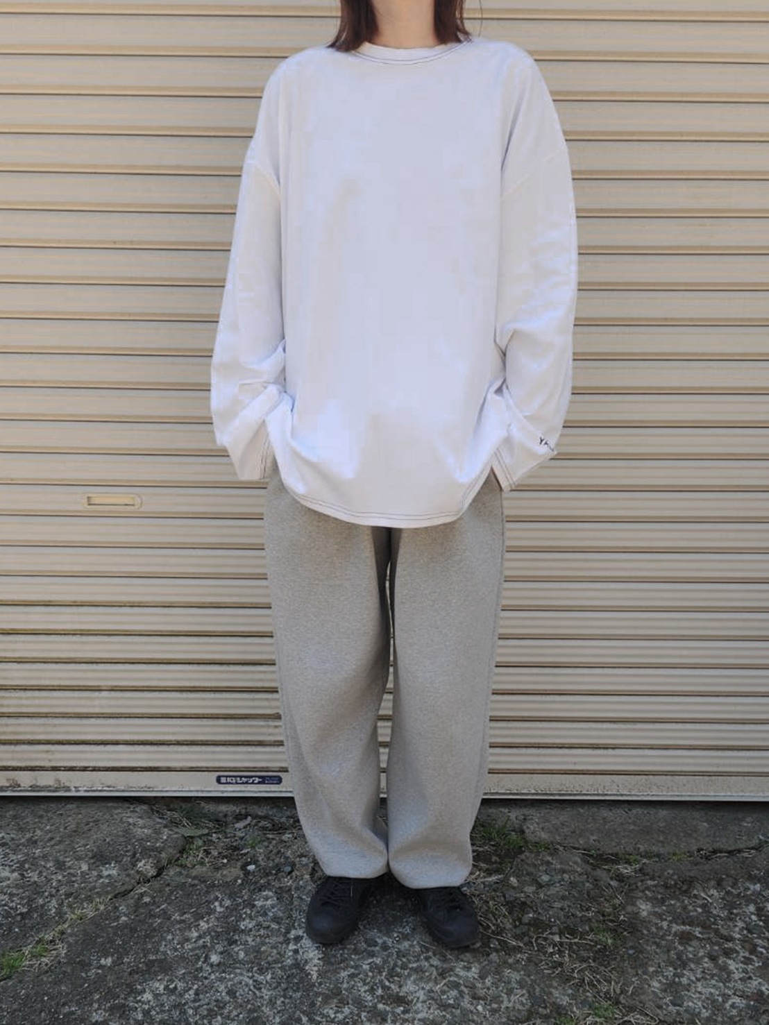 logo print stitch L/S t-shirt
