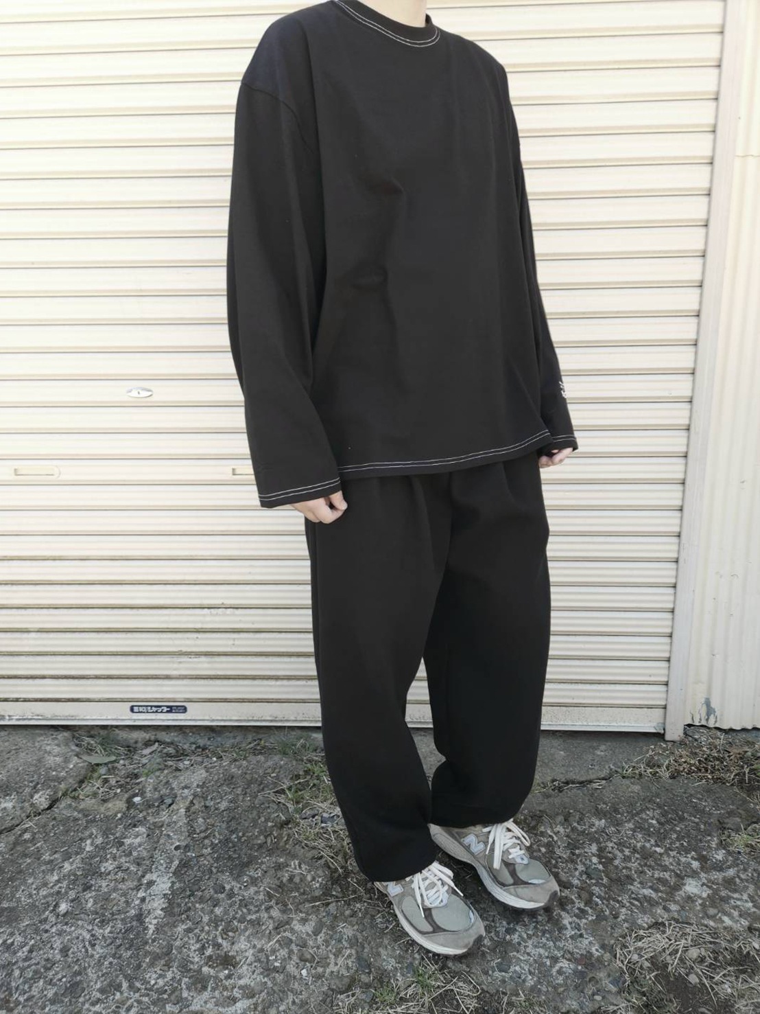 logo print stitch L/S t-shirt